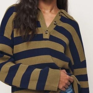 REFORMATION- BROOKLYN COTTON POLO SWEATER